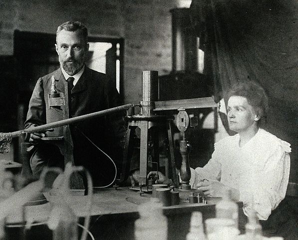 Pierre and Marie Curie in the laboratory, 1904
